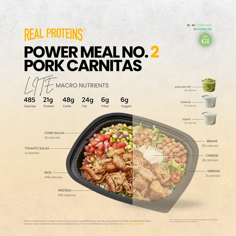 Pork Carnitas LITE nutrition poster